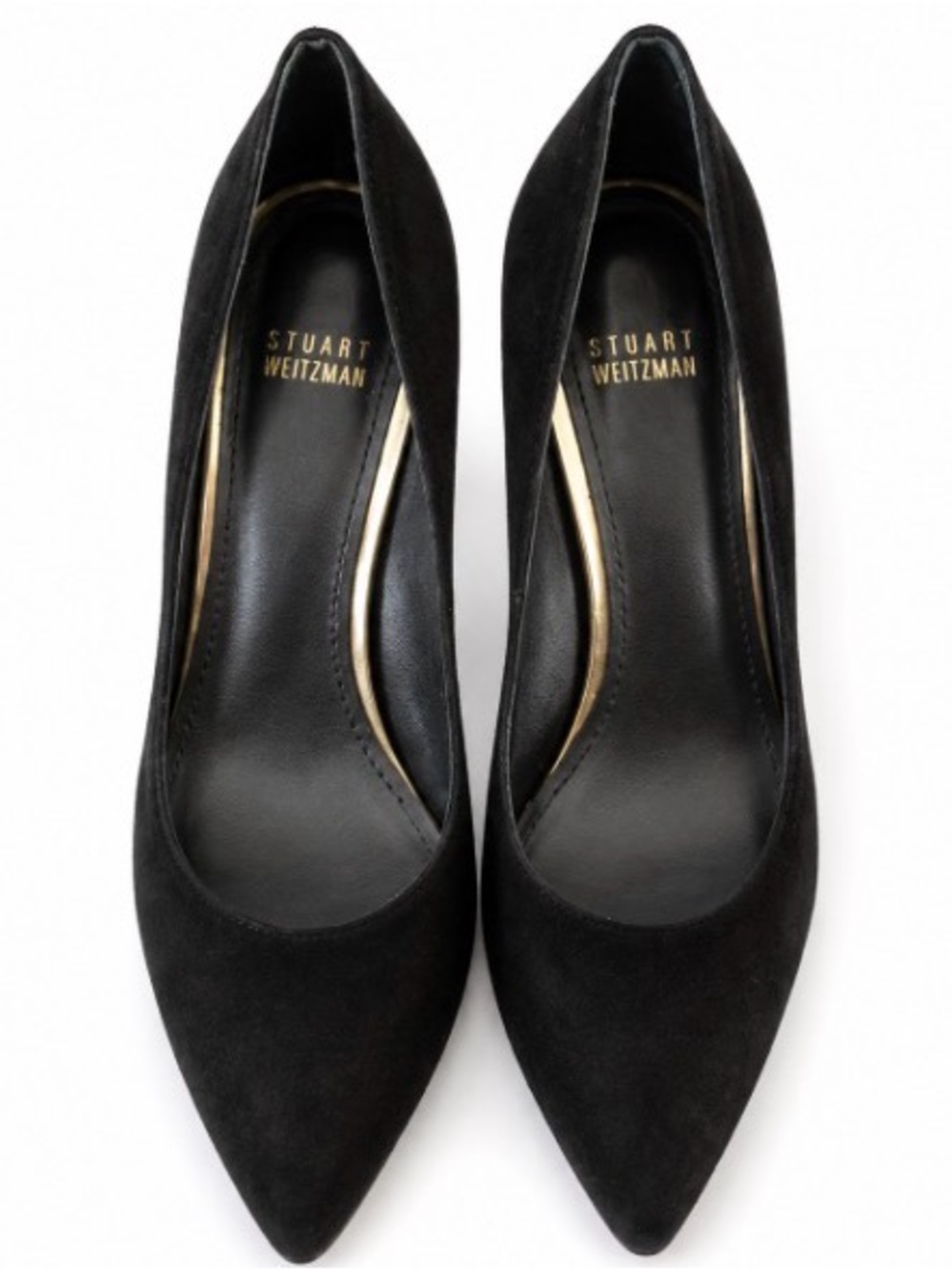 Stuart Weitzman Black Suede Pumps with Leopard Heel – Size 8.5